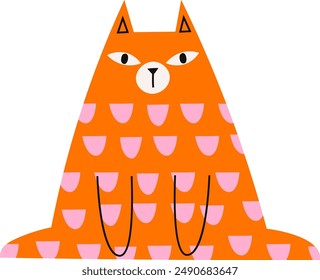 Abstract Sitting Cat With Pattern Vector Illustration