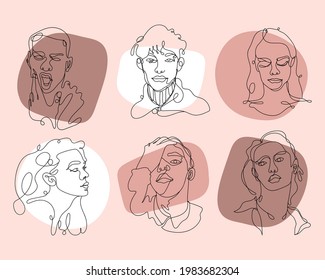 abstract six faces set icons