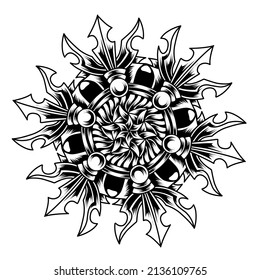 Abstract Six Sided Trident Line Art