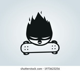 abstract skateboard element and symbol with his skateboard