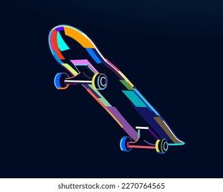 Abstract skateboard from multicolored paints. Colored drawing. Vector illustration of paints