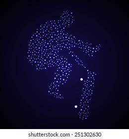 Abstract skateboarder stars silhouette riding and jumping