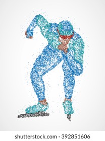 Abstract skater at the start of multicolored circles. Vector illustration.