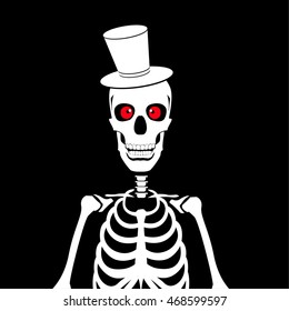 abstract skeleton with hat and red eyes vector illustration