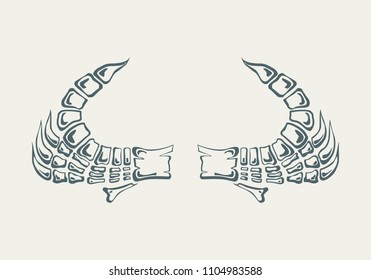 Abstract skeleton pattern. Mythical creatures. Tattoo for decoration of Halloween