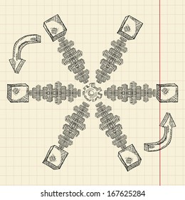 Abstract sketch airscrew, vector illustration for your design, eps10, 2 layers.