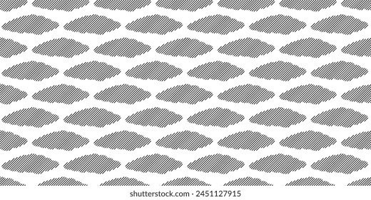 Abstract sketch black and white clouds seamless pattern texture for print