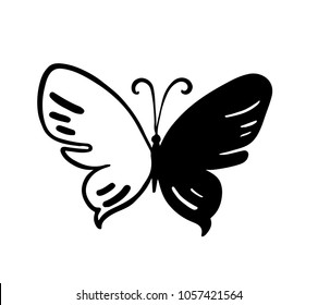 Abstract sketch of a decorative butterfly. Hand drawn illustration for greeting card or any other kind of design