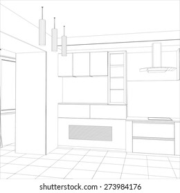 383 Wireframe kitchen sketch Images, Stock Photos & Vectors | Shutterstock