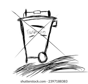 Abstract sketch of a do not throw away command sign