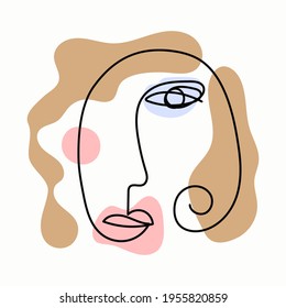 Abstract sketch of female head. Drawn by hand. Modern vector illustration.