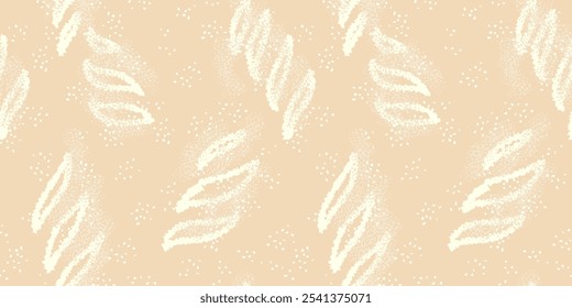 Dibujo Abstractas de Formas orgánicas y manchas, puntos, gotas sin patrón. Fondo beige pastel de Vector. Dibujado a mano pinceladas formas únicas de impresión. Ornamento minimalista contemporáneo.