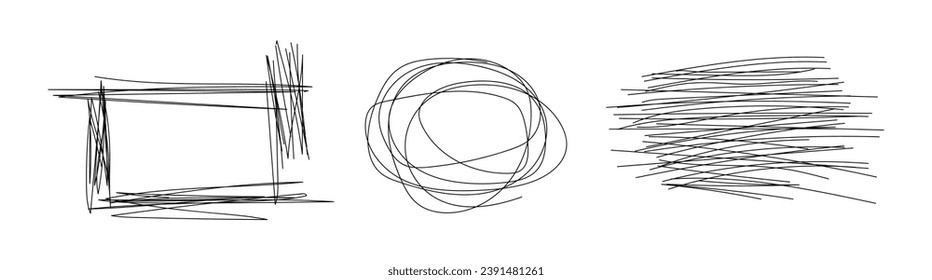 Abstract Sketch oval frames. Doodle ellipse, round hand drawn frame and circled doodles. Oval brush or highlighter handwritten circle shapes isolated vector symbols set. Speech bubbles. EPS10
