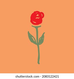 Abstract Sketch Red Rose Flower Illustration, Hand Drawn Vector Illustration EPS 10.