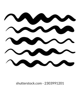 Abstract sketch of sea waves. Stylized seascape. Hand drawn doodle waves. Water sign. Vector illustration.