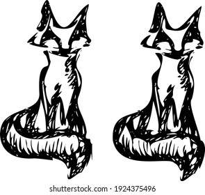 abstract sketch of a small black fox