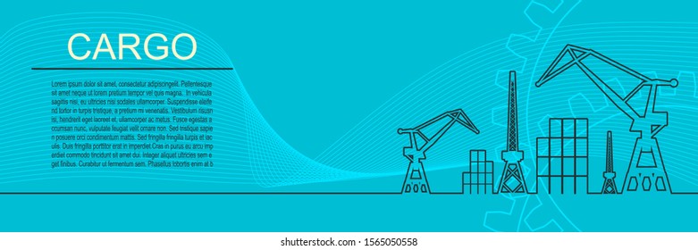 Abstract sketch stylized background. Cargo port. Vector illustration. Field for text. Modern vector brochure, report or flyer design template.