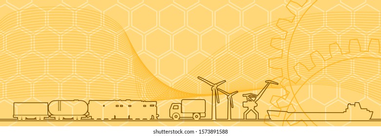 Abstract sketch stylized background. Cargo port. Vector illustration. Field for text. Modern vector brochure, report or flyer design template.