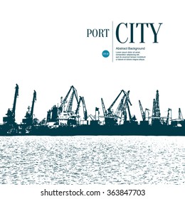 Abstract sketch stylized background. Cargo port
