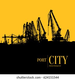 Abstract sketch stylized background. Cargo port