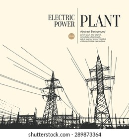 Abstract sketch stylized background. Electric power plant