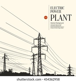 Abstract sketch stylized background. Electric power station