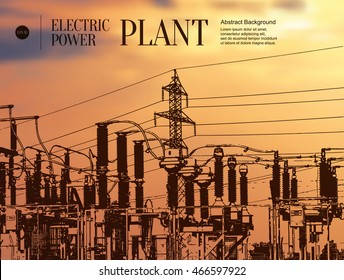 Abstract sketch stylized background. Electric power station