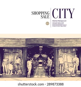 Abstract sketch stylized background. Shopping and sale