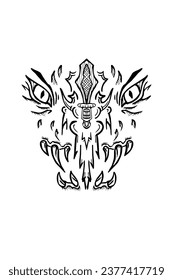 Abstract Sketch with Sword and Monster Theme on White Background.vector design