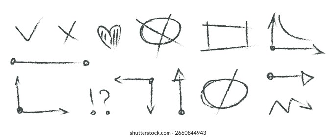 abstract sketch symbols on transparent background: spirals, geometric shapes, and expressive lines in playful minimalist style