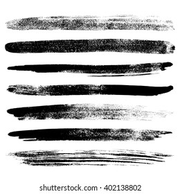 Abstract sketch. Vector collection of black brush strokes. Isolated on white background.
Set of grunge hand drawn ink lines may be used for creative design. 