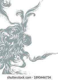 Abstract sketch waves. Gray neutral hand drawing backdrop pattern. Oriental tribal graphic doodle marine vector illustration