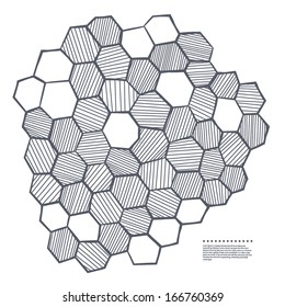 Abstract sketched honeycomb
