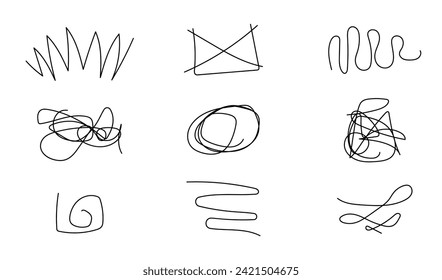 Abstract sketches Ellipse doodles, hand drawn round frame and doodles in a circle. Oval brush or handwritten circle marker shapes set of isolated vector symbols. Speech bubbles. EPS10
