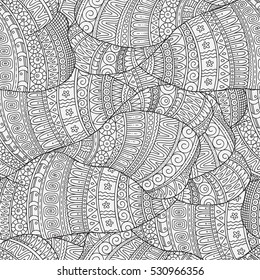 Abstract sketchy decorative doodles hand drawn ethnic pattern. Contour detailed, with lots of lines background. 