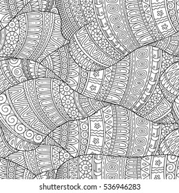 Abstract sketchy decorative doodles hand drawn ethnic pattern. Contour detailed, with lots of lines background. 