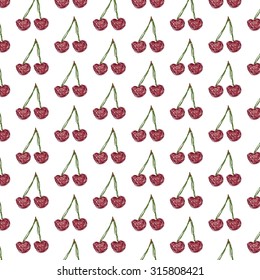 Abstract Sketchy Doodle Cherries Pattern