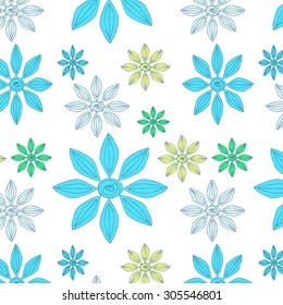 Abstract Sketchy Doodle Flowers Pattern
