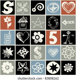 abstract sketchy icons, hand drawn design elements