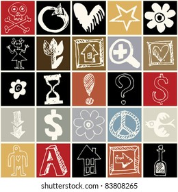 abstract sketchy icons, hand drawn design elements