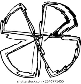 Abstract Sketchy Propeller Outline - Hand-Drawn Geometric Shape	