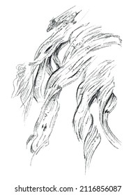 Abstract  sketchy tree wood Texture Hand drawing line art illustration