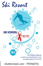 Abstract ski school poster.Winter resorts