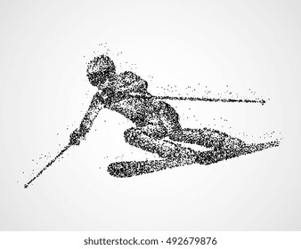 Abstract skier of black circles. Vector illustration.