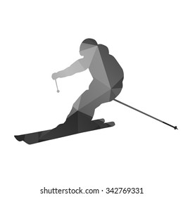 Abstract skier. Geometrical vector silhouette