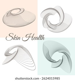 Resumo Fundo de saúde da pele — linhas orgânicas macias e formas mínimas para branding da pele, clínicas dermatológicas, anúncios de produtos cosméticos, blogs de beleza e campanhas de tratamento natural da pele