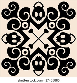 decoración de cráneo y cruces abstractos