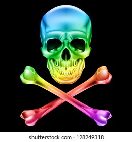 Abstract Skull and crossbones. Illustration on black