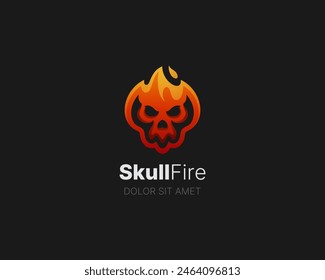 Abstract skull fire logo template