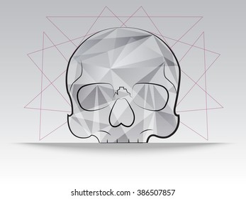 Abstract skull with geometric lines and triangles